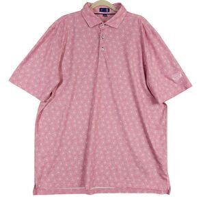 STITCH GOLF Pink Floral Performance Polo Shirt Stretch Preppy Peru SIZE XL